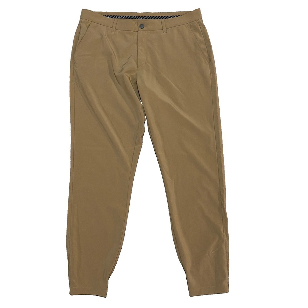 Primo Pants Regular Tan Tapered Cuffed Ankle Zip Golf Jogger 36 Reg 36x29